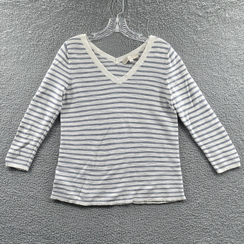 LOFT Womens Striped Capsule Minimalist Coastal Cotton Knit Pullover Sweater S
